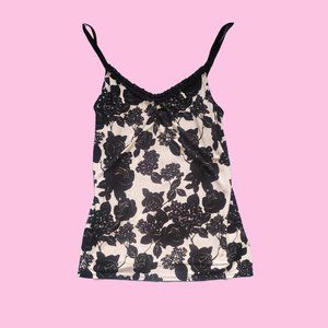 Vintage Y2k Black And white floral top